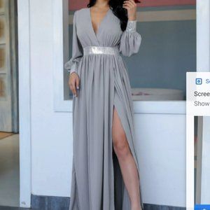 Plunge Neck Sequin Wrap Dress